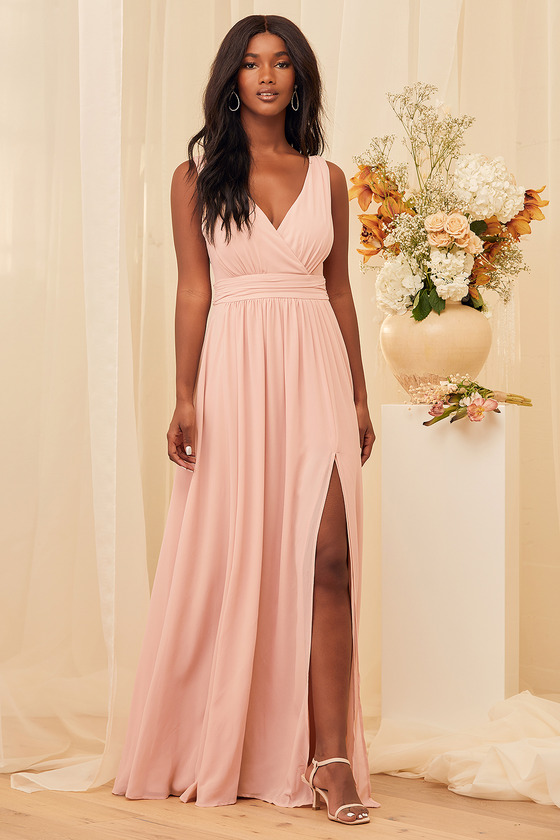 casual long pink dress